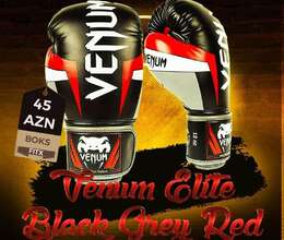 Venum Elite Black Grey Red Boks Əlcəkləri