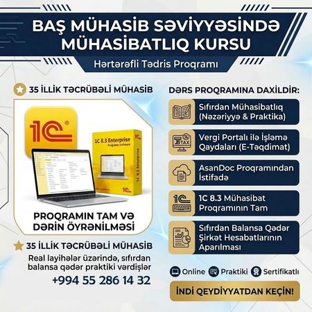 İntensiv Mühasibatlıq Və 1C Kursları Azərbaycan Və Rus Dilli Bölməsi Mövcuddur – Hazırlıq kursları – ucuztap.az
