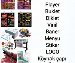 Vizitkart, Flayer, Diklet, Buklet, Vinil, Baner, Stiker, Köynək çap, LOGO, – Reklam və dizayn – ucuztap.az