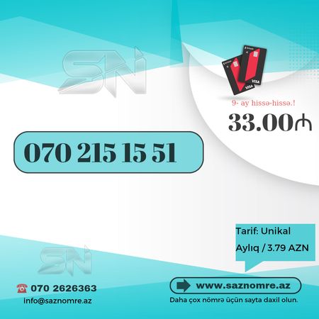 Nar Nömrə - (070) 215-15-51 – Xırdalan – ucuztap.az