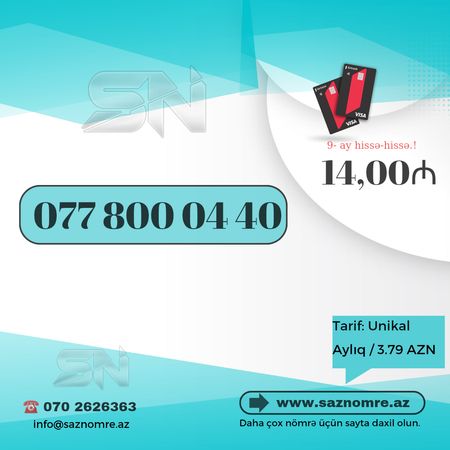Nar Nömrə - (077) 800-04-40 – Xırdalan – ucuztap.az