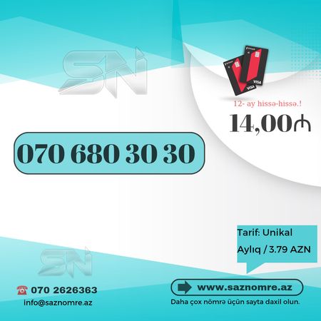 Nar nömrə – (070) 680-30-30 – Xırdalan – ucuztap.az