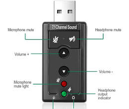 USB2.0 External 7.1 Channel 3D Virtual Sound Card Adapter