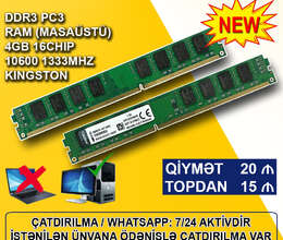 Operativ Yaddaş DDR3 4GB 10600 1333Mhz Kingston