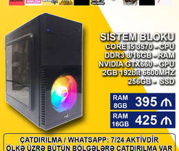 Sistem Bloku  Core i5 3570/8-16GB Ram/GTX660/256GB SSD