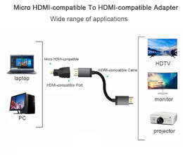 Micro HDMI-compatible To HDMI-compatible Adapter