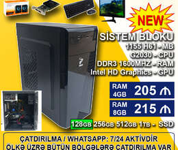 Sistem Bloku DDR3 1155 H61/G2030/4-8GB Ram/SSD