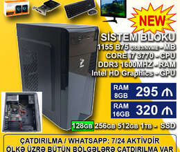 Sistem Bloku DDR3 1155 B75/Core i7 3770/8-16GB Ram/SSD