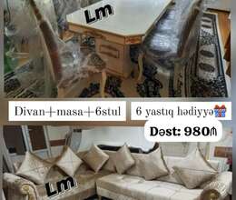 Divan və stol stul dəsti 