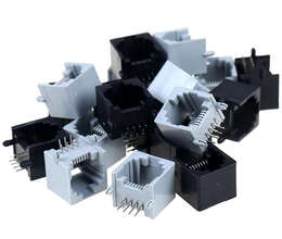 RJ45 8P8C Computer Internet Network PCB Connector Black/Gray