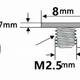 M2,5 х 2,5 x 8 винт для ноутбука