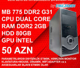 Masaüstü Kompüter Qori G31/Dual Core E5300/2GB Ram/80GB HDD