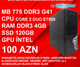 Masaüstü Kompüter Qori DDR3/Core 2 Duo E7500/4GB Ram/120GB SSD