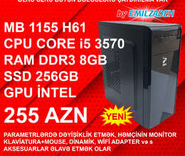 Masaüstü Kompüter Sarko DDR3 1155 H61/Core i5 3570/8GB Ram/256GB SSD