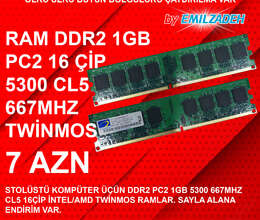 Operativ Yaddaş DDR2 1GB 667/800Mhz Dimm
