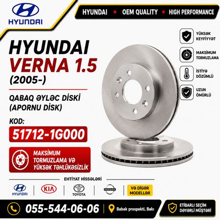 Hyundai Verna Qabaq Əyləc Diski (51712-1G000) - Hyundai, Kia Və Digər Modellərə Ehtiyat Hissələri – Ehtiya… – ucuztap.az