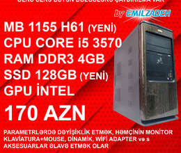 Masaüstü Kompüter Qori DDR3 1155 H61/Core i5 3570/4GB Ram/128GB SSD
