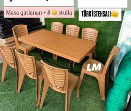 Plastik stol stul dəsti 
