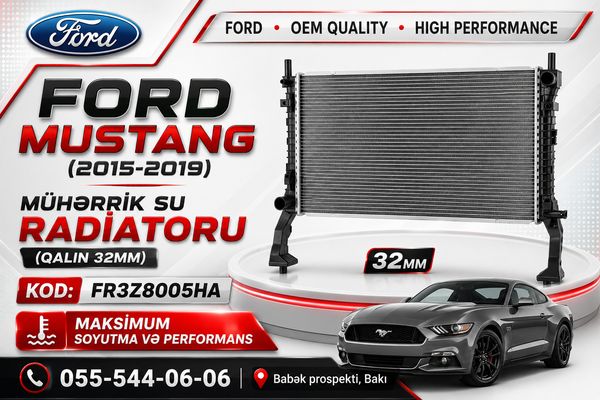 Ford Mustang 2015-2019 Radiator Qalın 32mm FR3Z8005H | Hyundai Kia Ehtiyat Hisseleri – Ehtiyat hissələri – ucuztap.az