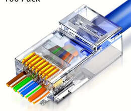 100 Ədəd RJ45 Cat6 Keçidli Konnektor – Şəbəkə avadanlıqları – ucuztap.az