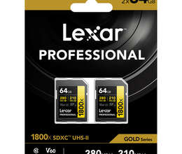 Lexar 64GB Professional 1800x UHS-II SDXC yaddaş kartı (GOLD Seriyası, 2 ədəd)