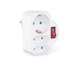 Three-Way Rotating Socket with Switch, 16A 250V