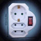 Three-Way Rotating Socket with Switch, 16A 250V