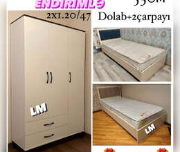 Dolab + 2 çarpayi (yataq desti)