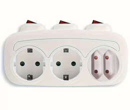 Independent Switch German-Style One-To-Four Power Extension Socket