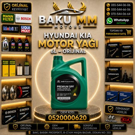 Hyundai / Kia Motor Yağı 5W-30 Premium DPF 6L (0520000620) – HYUNDAI KIA EHTIYAT HISSELERI – Bakı – ucuztap.az