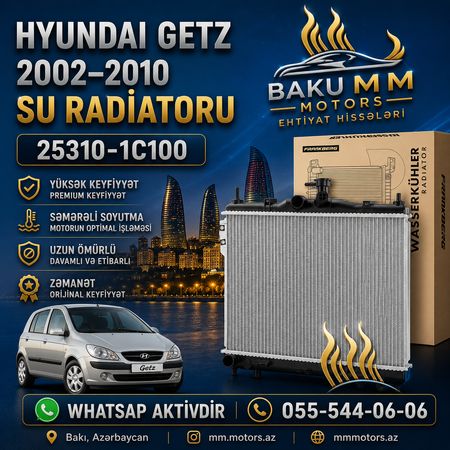 Hyundai Getz 1.4 / 1.6 Su Radiatoru (2002–2010) – ÖM 25310-1C100 – Bakı – ucuztap.az