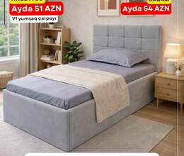 Təkadamlıq yumşaq bazalı çarpayılar Kreditlə