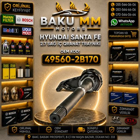 Hyundai Santa Fe 2.7 Sağ İç Qranat Trayniki 49560-2B170 – Ehtiyat hissələri – ucuztap.az