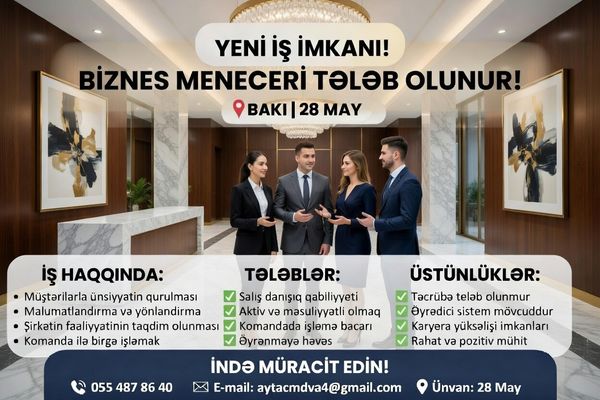 Biznes meneceri tələb olunur