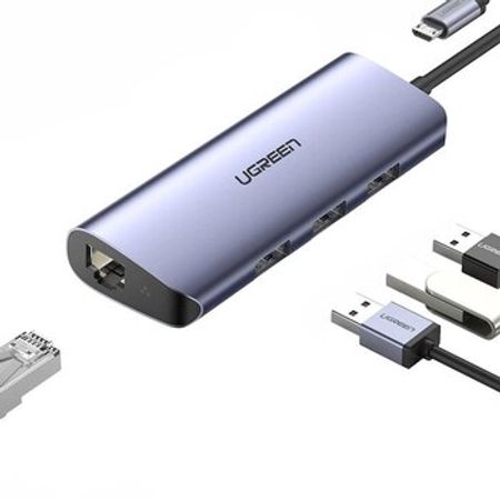 USB kabel Ugreen USB-C to 3xUSB 3.0 RJ45 – Kompüter aksesuarları – ucuztap.az