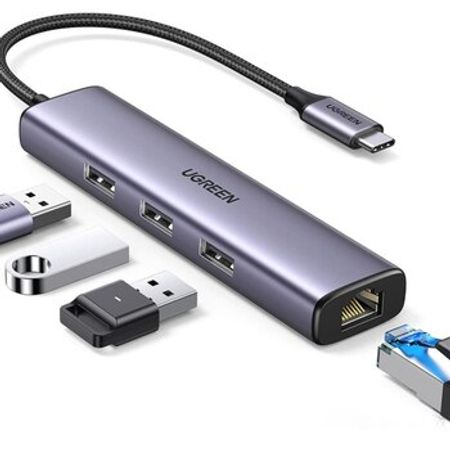 Ethernet kabeli Ugreen USB-C to 3×USB3.0 Hub+RJ45 – Kompüter aksesuarları – ucuztap.az