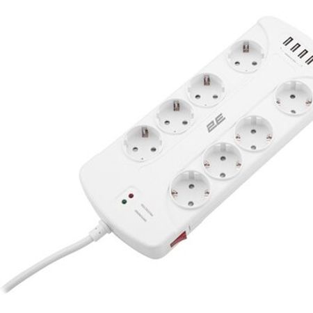 Elektrik uzadıcı 2E Power strip with surge protector 8x, 4xUSB-A – Təmir və tikinti – ucuztap.az