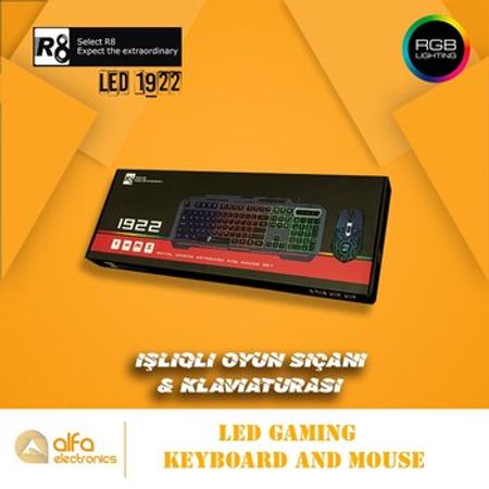 İşıqlı klaviatura və siçan "R8 LED 1922"