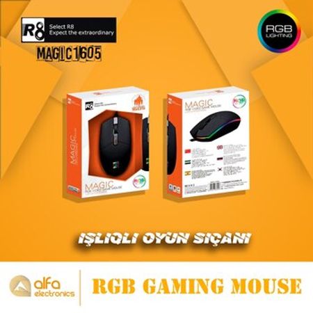 RGB Gaming Mouse "R8 Magic 1605" işıqlı oyun siçanı