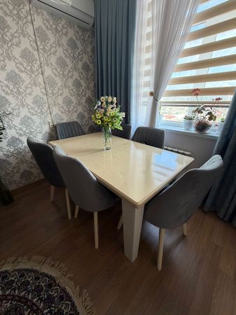 Masa Və 6 Stul Dəsti, Açılıb-yığılan, Yumşaq Oturacaqlı