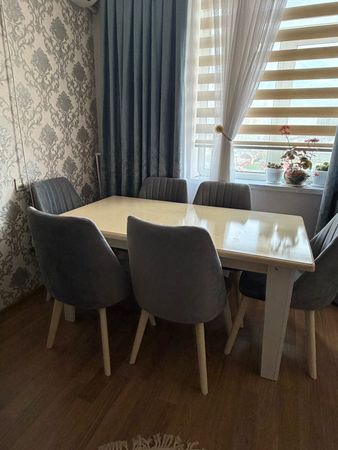 Masa Və 6 Stul Dəsti, Açılıb-yığılan, Yumşaq Oturacaqlı