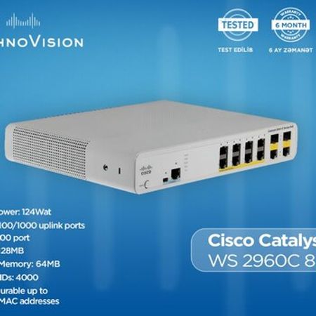 Cisco Catalyst WS 2960C 8PC L – Şəbəkə avadanlıqları – ucuztap.az
