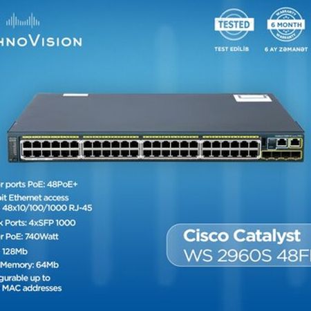 Cisco Catalyst WS 2960S 48FPS L – Şəbəkə avadanlıqları – ucuztap.az
