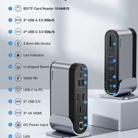 Type-C hub adapter Baseus 17 in 1 – Kompüter aksesuarları – ucuztap.az