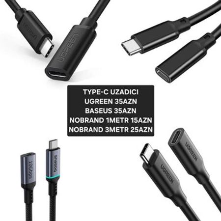 Type-c usb uzadıcı kabel Ugreen Baseus Nobrand – Kompüter aksesuarları – ucuztap.az