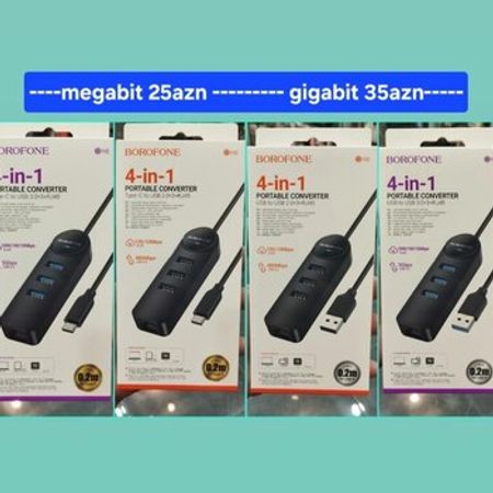 USB Type-C ethernet rj45 adapter Borofone – Kompüter aksesuarları – ucuztap.az