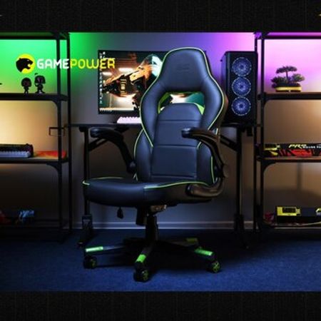 Oyun kreslosu "KRESLO GAMING 2E CHAIR HEBI BK/GREEN"