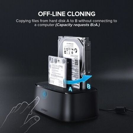 UGREEN CM198 Docking Station HDD (SATA 2.5″ и 3.5″ / USB 3.0 / 2 Port) – Kompüter aksesuarları – ucuztap.az
