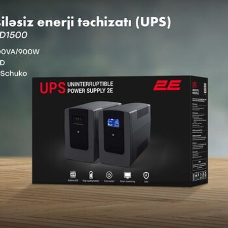 UPS 2E ED1500, 1500VA/900W, LED, 3xSchuko 2E-ED1500