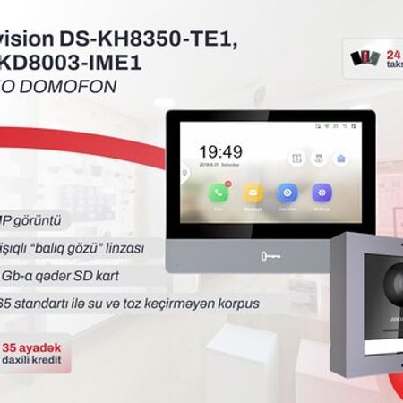 Video domofon dəsti Hikvision DS‑KD8003‑IME1 + DS‑KH8350‑TE1